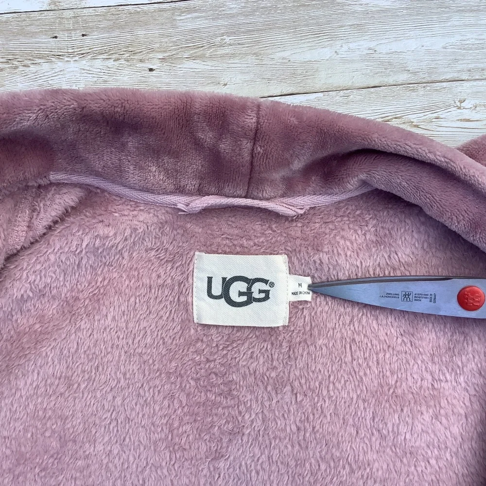 UGG Marlow Double Fleece Plush Robe Long  in Dusk Pink M Medium - Picture 7 of 13
